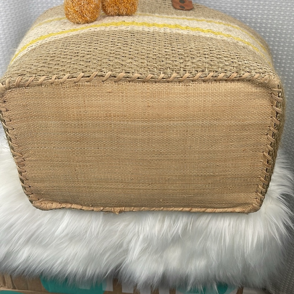 Mar Y Sol Cyprus Basket Tote Handwoven Raffia & Sisal Straw Market Beach Home - Picture 9 of 11